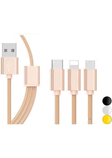 3 In 1 Data Cable iPhone Samsung Huawei Xiaomi Şarj Kablosu