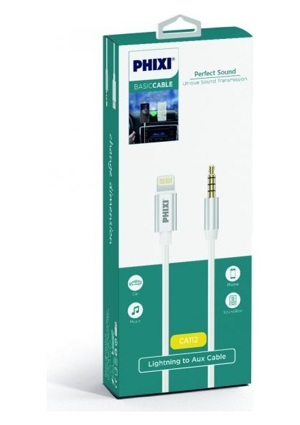 Basic CA112 Metal Başlıklı Lightning To 3.5 mm Silikon Aux Kablo