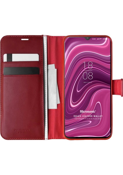 Reeder P13 Blue Plus 2022 Kılıf Delux Leather Wallet Kırmızı