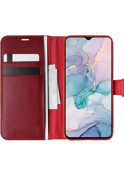 General Mobile Gm 22 Kılıf Delux Leather Wallet Kırmızı