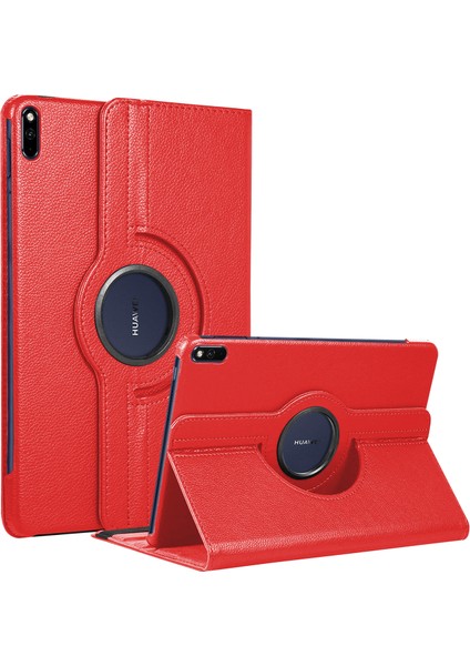 Huawei Matepad 11 Kılıf 360 Rotating Stand Deri Kırmızı
