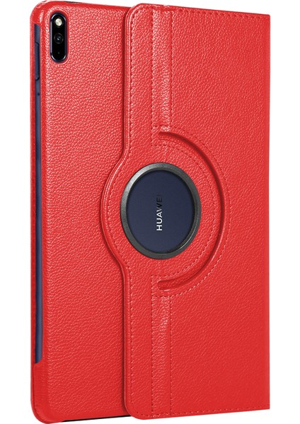 Huawei Matepad 11 Kılıf 360 Rotating Stand Deri Kırmızı