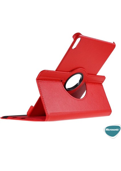 Huawei Matepad 11 Kılıf 360 Rotating Stand Deri Kırmızı