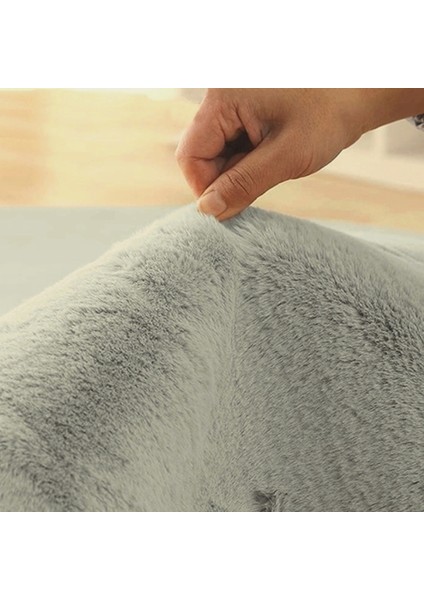 Rex Tavşanı Dekoratif Post Peluş Halı Gri (Tüy Yüksekliği 22 Mm) fırsatları