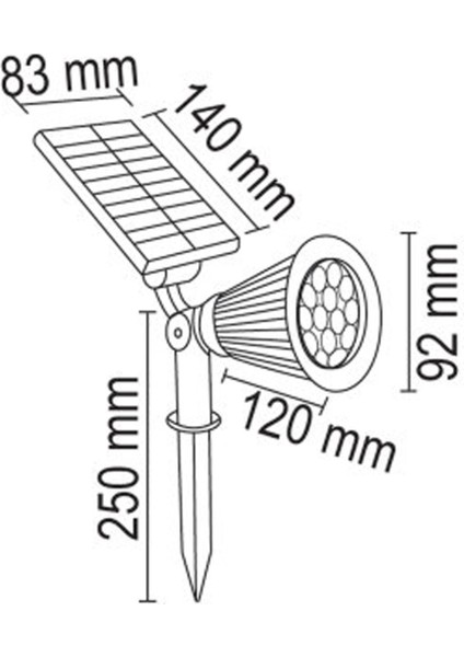 7W Kazıklı Ledli Solar Çim Armatürü