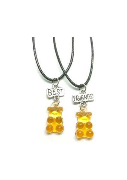 Jelibon Ayıcıklar Arkadaşlık Bff Best Friends Kolyesi Model 14. Çocuk Genç Kolye.