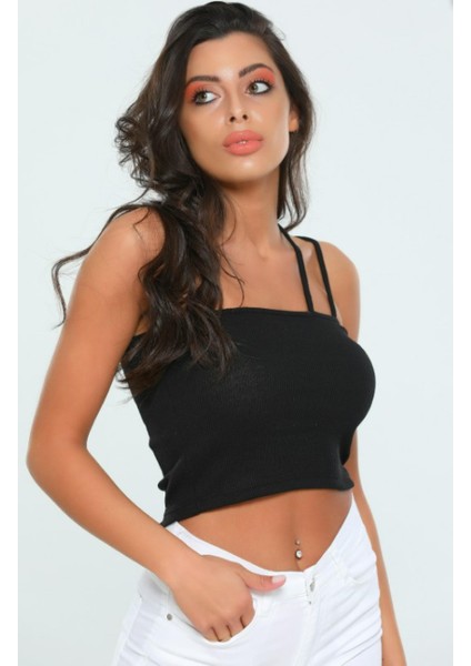 Siyah Ip Askılı Kadın Crop fiyatları