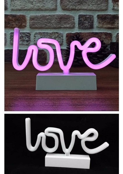 Love Neon LED Gece Lambası Pembe Işıklı USB Kablolu