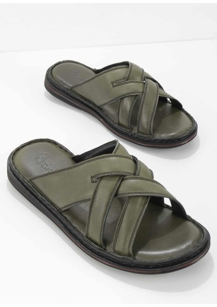 Haki Leather Erkek Terlik E048040123