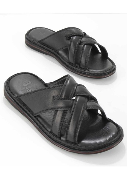 Siyah Leather Erkek Terlik E048040123