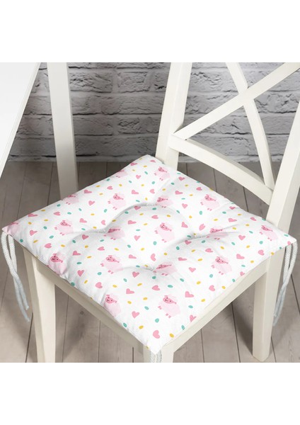 Pembe Kuzucuk Özel Tasarım Dijital Baskılı Modern Pofidik Sandalye Minderi