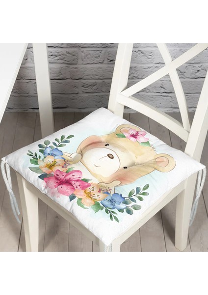 Sevimli Bebek Ayıcık Çocuk Odası Dijital Baskılı Modern Pofidik Sandalye Minderi