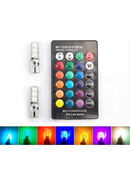 Uzaktan Kumandalı T10 Renkli Oto LED Park Ampulü