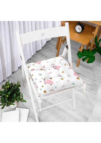 Pembe Koyun Motifli Dijital Baskılı Özel Tasarım Modern Pofidik Sandalye Minderi fiyatları