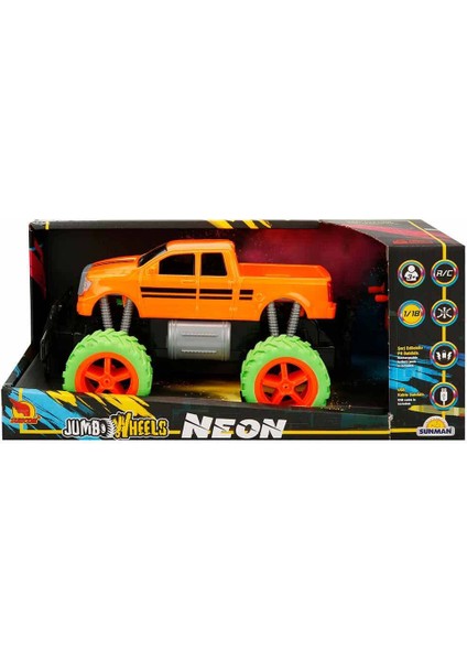 1:18 Uzaktan Kumandalı Neon Jumbo Weels USB Şarjlı Araba 26 Cm. - Turuncu Pickup