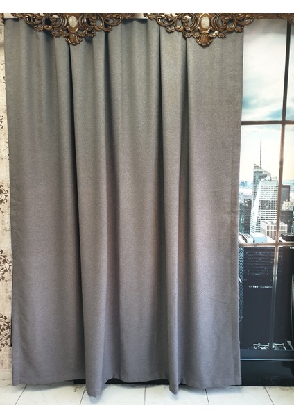 Lüks Gri Blackout Keten Karartma Pilesiz Fon Perde En 500. Boy 270. indirimleri