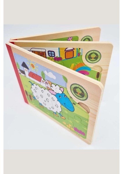 Modapratik Ahşap Kitap Puzzle 6 Puzzle - 17X14CM - 11 Parça modelleri