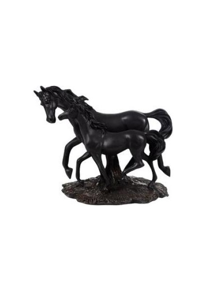 Dekoratif Polyester Yavrulu At Heykeli - (35X29CM)