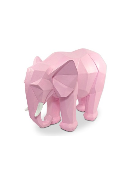Dekoratif Kübik Fil Heykeli Pembe (21X26CM)