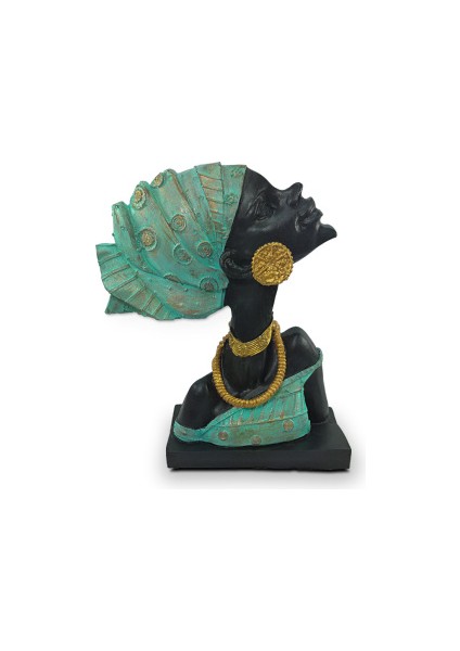 Dekoratif Afrikalı Kadın Heykeli Model 1 (27X23CM)
