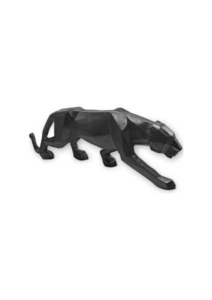 Dekoratif Kübik Panter Heykeli (43X14CM) Parlak Siyah
