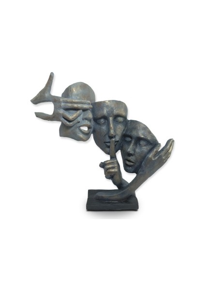 Dekoratif Görmedim Duymadım Bilmiyorum Maske Heykel (34X35CM)