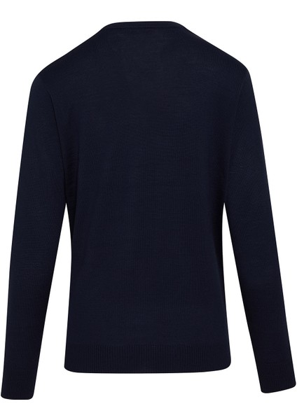 Erkek Lacivert Desenli V Yaka Yünlü Triko Kazak fiyatları