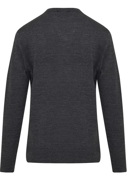 Erkek Gri Desenli V Yaka Yünlü Triko Kazak fiyatları