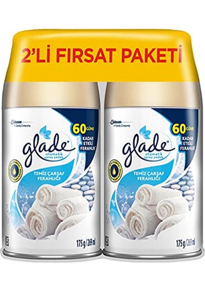 Marka: Glade Otomatik Sprey Yedek 2'li Temiz Çarşaf Ferahlığı 269 ml 1 Paket (1 x 502 G) Kategori: