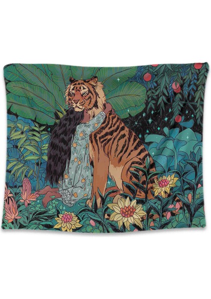 Tapestry Tiger And Girl Duvar Örtüsü 150 x 100 cm