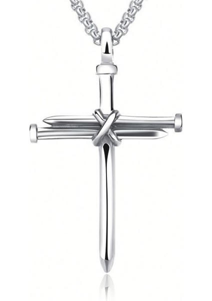 Çivi Haç Çarmıh Istavros Katolik Erkek Metal Kolye Q0467