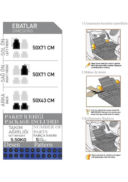 Seat Leon Sw 2013+ Icon Mavi Oto Paspas Seti fiyatları