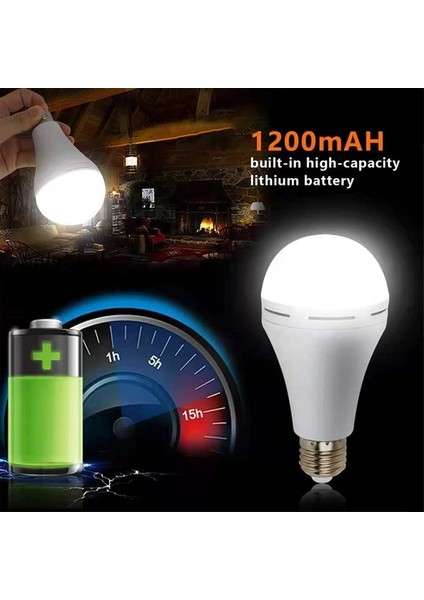 15 Watt Arti 3 Watt Şarjli Beyaz Led Aci̇l Durum Ampulü