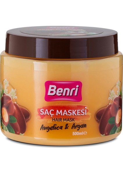 Angelica & Argan Saç Maskesi 500 ml Haftada 2 Kez Kullanıma Uygun Besleyici Formül
