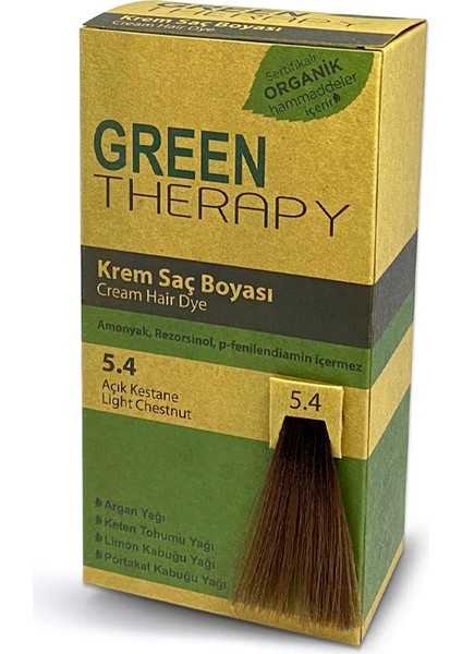 Green Therapy Krem Saç Boyası 5.4 Açık Kestane