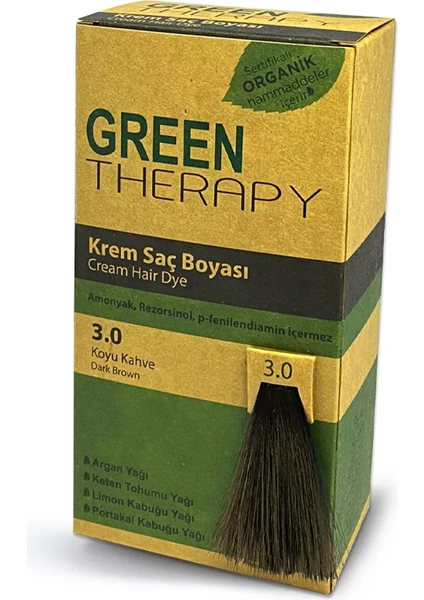 Green Therapy Krem Saç Boyası 3.0 Koyu Kahve