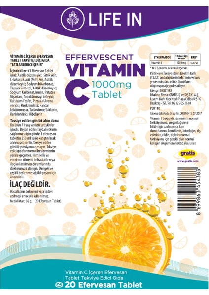 Life In Efervesan C Vitamini Tablet