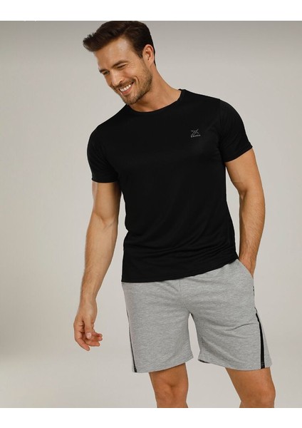 SN220 Siyah Bisiklet Yaka Erkek T-Shirt