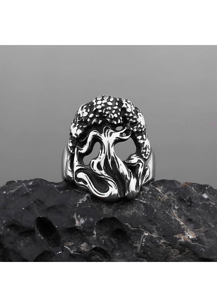 TS001562 Sol (Toprak) - Viking Hayat Ağacı Tılsım Titanyum Ölçü:12 Paslanmaz Çelik H.ürün Unisex Yüzük fırsatları