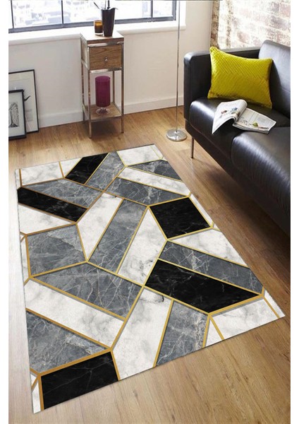 Mermer Blok Desenli Halı (Makinada Yıkanabilir Kaymaz Dot Taban) - ES1110