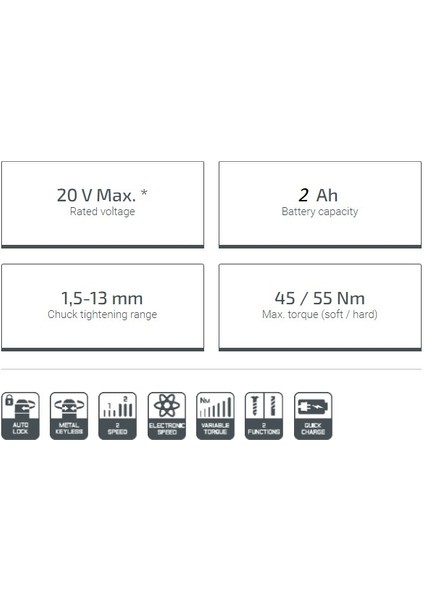 CT21076HMX-2 Bmc 20 V 2 Ah 13 mm Akülü Vidalama