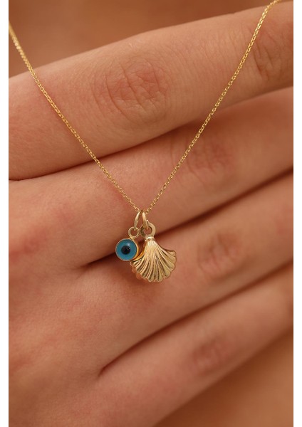 14 Ayar Altın Istiridye Göz Forze Zincir Kolye fırsatları