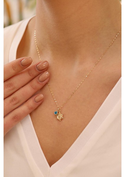 14 Ayar Altın Gemi Dümeni Göz Ince Aynalı Zincir Kolye modelleri