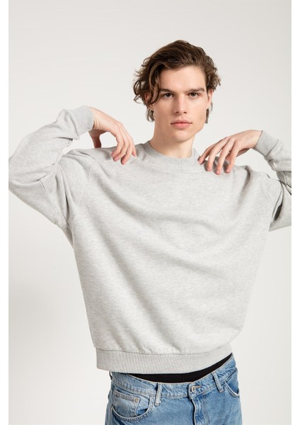 Jahr Marc Oversize Asit Yıkamalı Gri Erkek Sweatshirt