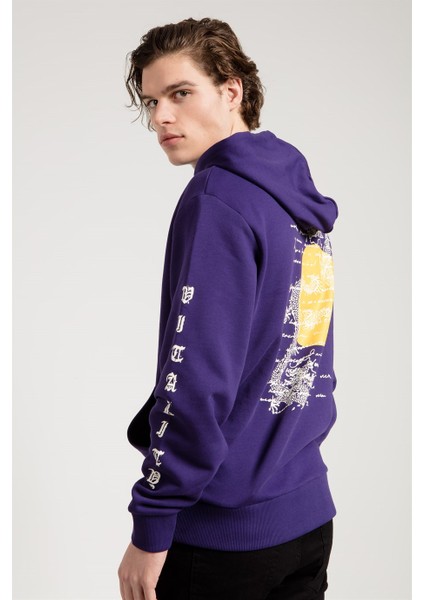 Dragon Baskılı Mor Oversize Erkek Sweatshirt fiyatları
