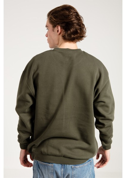 Oversize Asit Yıkamalı Haki Erkek Sweatshirt indirimleri