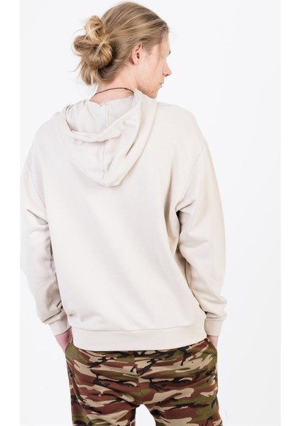 Krem Rengi Büyük Beden Erkek Kapüşonlu Sweatshirt fiyatları