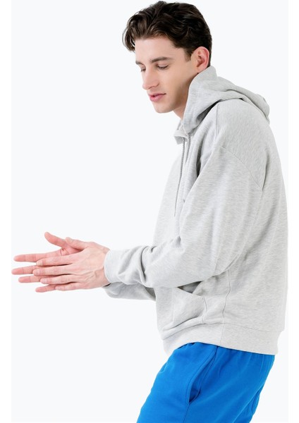 Önü Cepli Kapüşonlu Gri Büyük Beden Erkek Sweatshirt fiyatları