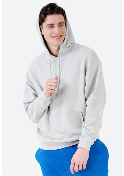 Önü Cepli Kapüşonlu Gri Büyük Beden Erkek Sweatshirt indirimleri