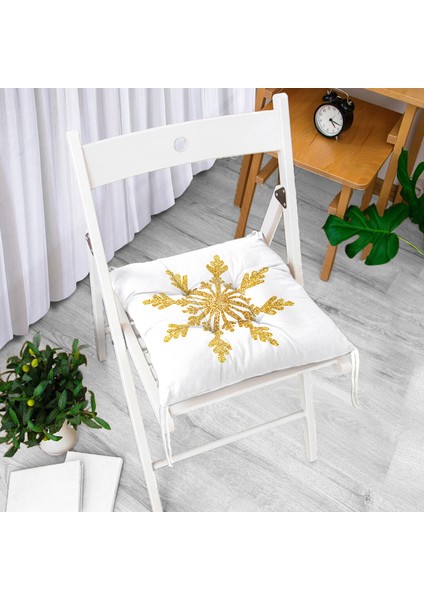 Altın Görünümlü Kar Tanesi Desenli 3D Modern Pofidik Sandalye Minderi fiyatları